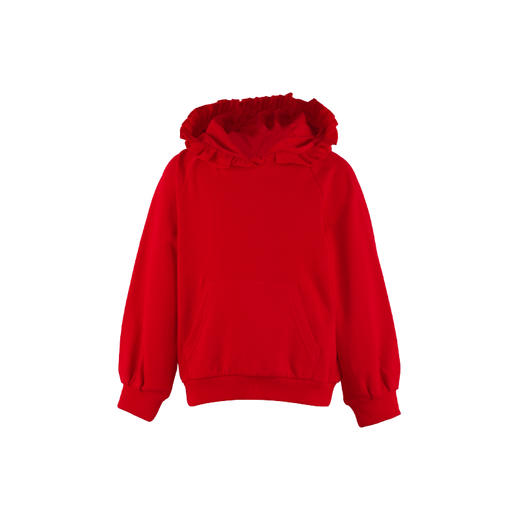 METTE童装2020秋款女童荷叶边连帽卫衣100%棉中大童女宝甜美上衣 商品图8