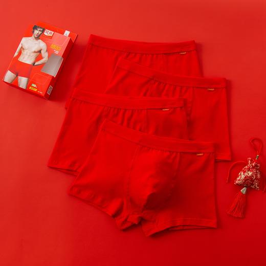 （一盒两条）男士大红安可拉红鸿运本命年莫代尔弹力棉长绒棉平角内裤7340/3633/890/5583/4551 商品图11