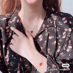 V-C-A红色爱心小红心锁骨项链 手链 耳环