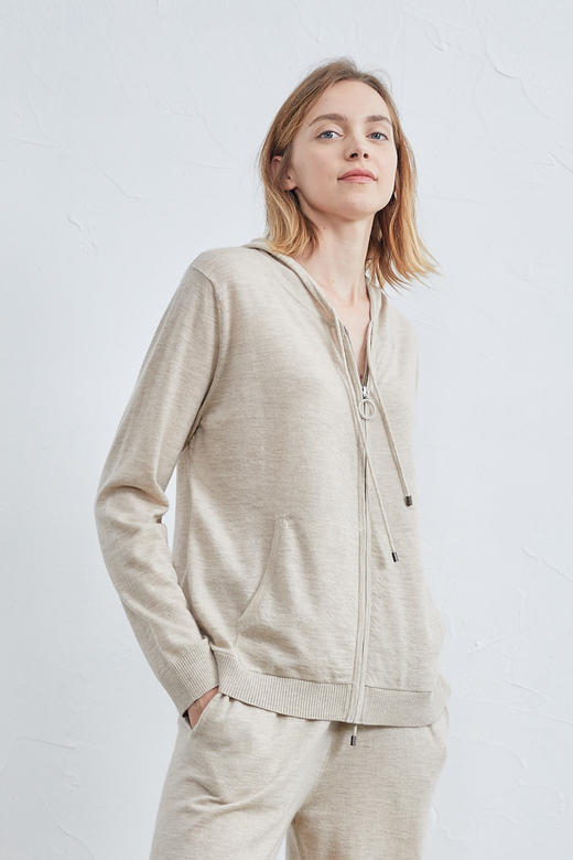  运动时尚简约羊绒连帽衫  SJF17W096N 商品图0