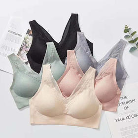 泰国乳胶内衣 无痕无钢圈运动文胸聚拢蕾丝女防下垂夏季薄款