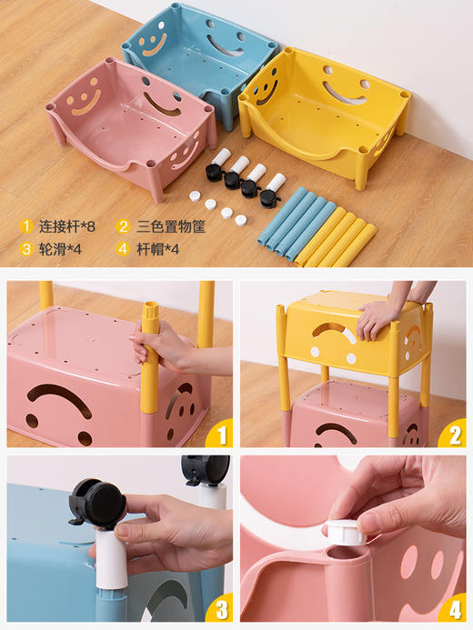 爱比希 儿童玩具收纳架家用可拆卸折叠塑料宝宝书架零食置物架2层/3层 单个装JPY带授权招加盟代理 商品图12