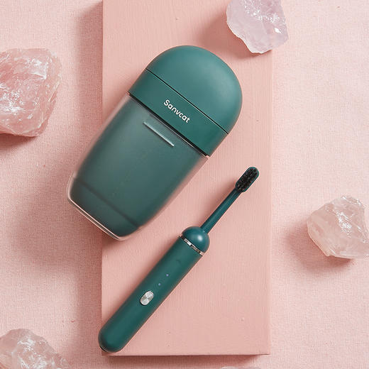 三维猫胶囊电动牙刷情侣套装成人男女自动充电式声波震动软毛消菌 商品图5