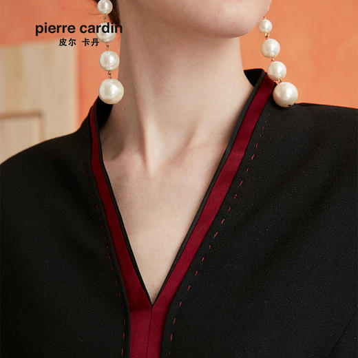 皮尔卡丹女装年秋季新款简约干练职业长袖连衣裙P0318DL07B0
 商品图3