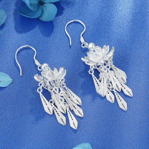 子佩集纯银荷花耳环【QFES002】花丝208 商品图3