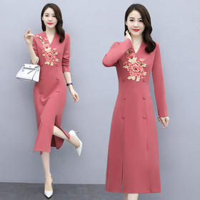 L-OKYZ6851秋季新款气质优雅绣花连衣裙