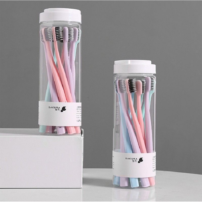 樱花 | 北欧风格软毛牙刷桶装十支装 软毛牙刷 S39