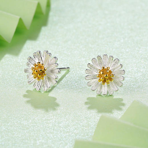 【花之隐逸】子佩集纯银金菊耳钉【WBED009-1】花丝208 商品图1