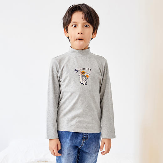 METTE童装2020秋季新品中性儿童长袖T恤中大童半高领基础内搭上衣 商品图2