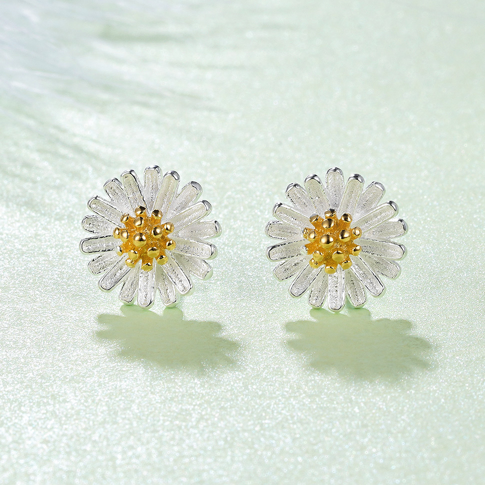 【花之隐逸】子佩集纯银金菊耳钉【WBED009-1】花丝208