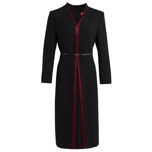 皮尔卡丹女装年秋季新款简约干练职业长袖连衣裙P0318DL07B0
 商品图4