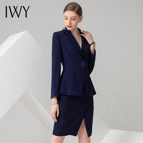 IWY/藏青色长袖西装半裙套装CS10313