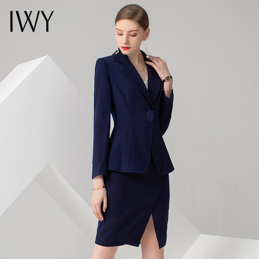 IWY/藏青色长袖西装半裙套装CS10313 商品图0