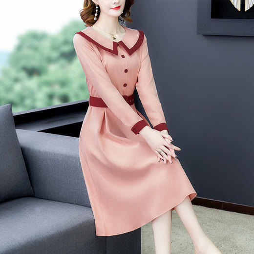 AHM-ybb6692新款时尚优雅OL气质拼接娃娃领名媛淑女A字裙ZXH 商品图1