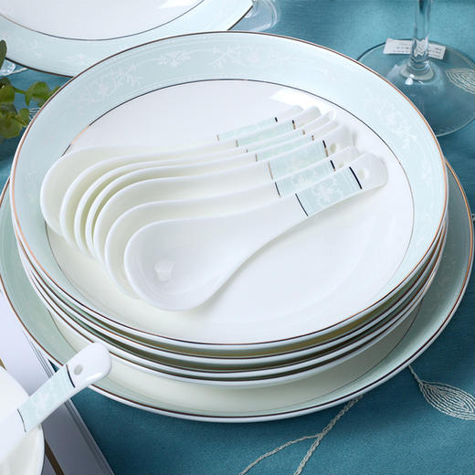 凡瑞斯唐山骨瓷 简约欧式 家用盘碗碟子餐具套装雅典娜8人用32头【不支持补差，非质量问题不退不换】S 商品图2