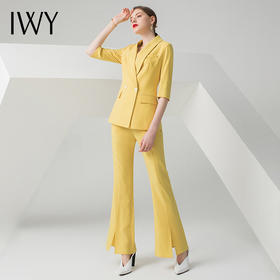 IWY/黄色五分袖西装阔腿裤套装C10226+P30226