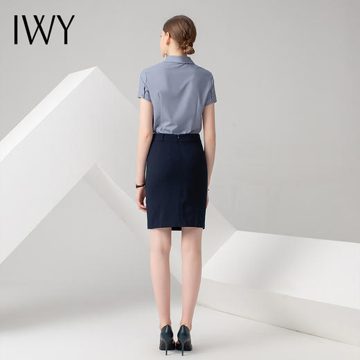 IWY/浅灰色短袖西装藏蓝色半裙套装B840+P722 商品图2