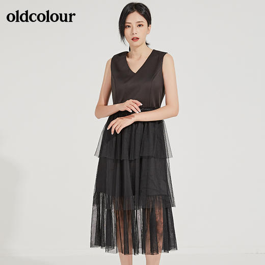oldcolour春秋季V领纯色时尚优雅连衣裙GL31104830 商品图4