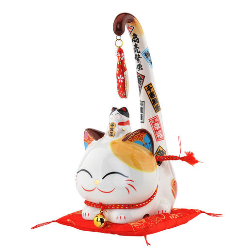 金石工坊招财猫开运摆件陶瓷可爱长尾猫(大号/小号) 商品图3