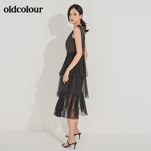 oldcolour春秋季V领纯色时尚优雅连衣裙GL31104830 商品图2