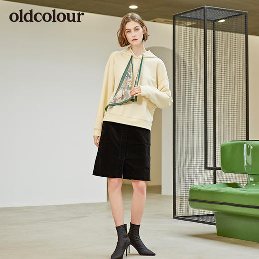 oldcolour春秋季舒适开叉纯色百搭半身裙女裙L32062202 商品图4