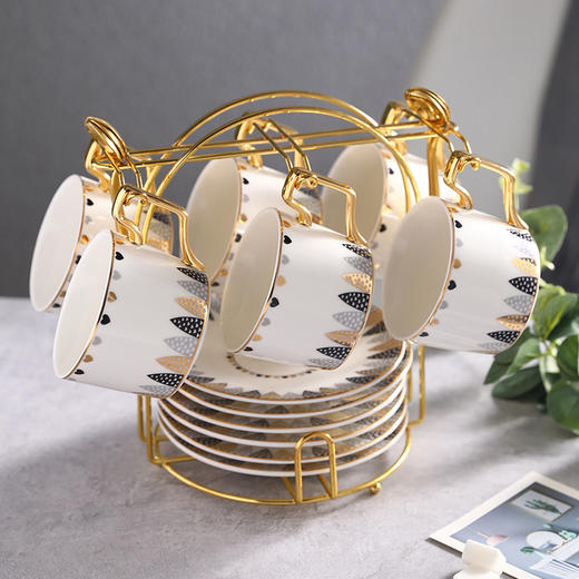 诺轩 英伦风ins欧式陶瓷杯咖啡杯套装下午茶茶具创意杯子家用带碟勺架 一见倾心 商品图3