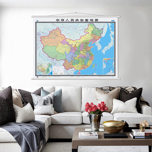 中国地图（政区版）,1.1m x 0.8m,全开覆膜挂图 商品图0