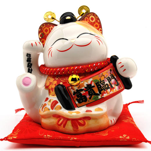金石工坊招财猫小摆件办公室小可爱桌家居饰品  富贵临门迷你财神猫 商品图0
