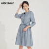 oldcolour春秋季新款圆领收腰收腰显瘦时尚纯色连衣裙GL32103820J 商品缩略图3