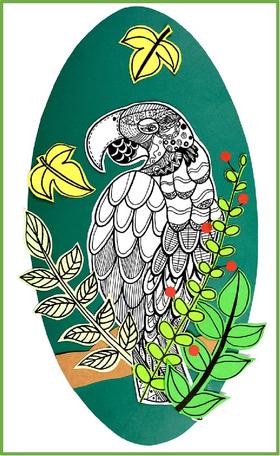 《树枝上的鹦鹉》线描【自动发货：下单后，点击手机短信中收到的链接，即可获取文件下载的链接；如有任何问题，可添加客服微信hm33268获得帮助】
