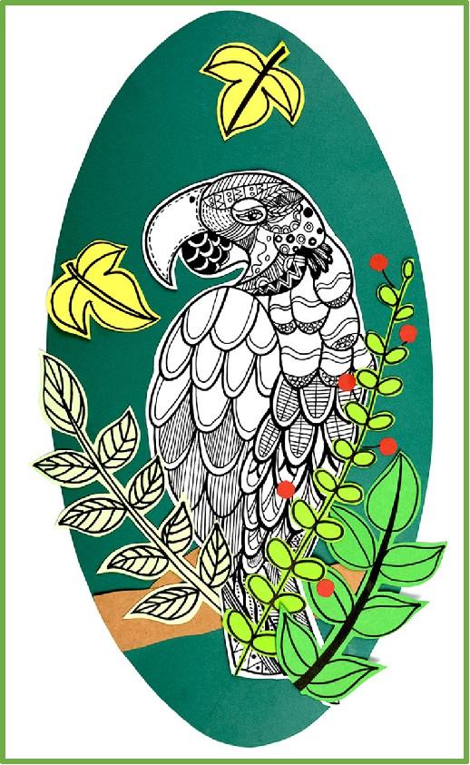 《树枝上的鹦鹉》线描【自动发货：下单后，点击手机短信中收到的链接，即可获取文件下载的链接；如有任何问题，可添加客服微信hm33268获得帮助】
 商品图0