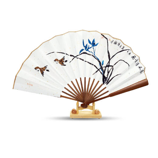 【鹅毛肆】陈谢国画【兰】十寸折扇原创真迹