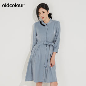 oldcolour春秋季新款圆领收腰收腰显瘦时尚纯色连衣裙GL32103820J