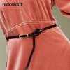 oldcolour欧珂秋装新品纯色V领长袖连衣裙 商品缩略图4