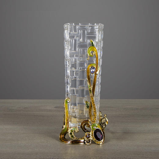 罗比罗丹平安吉祥珐琅彩水晶玻璃花插餐桌摆件现代简约装饰瓶 商品图1