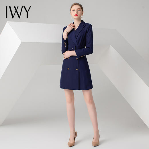 IWY/藏青色长袖连衣裙Q902+GB 商品图0