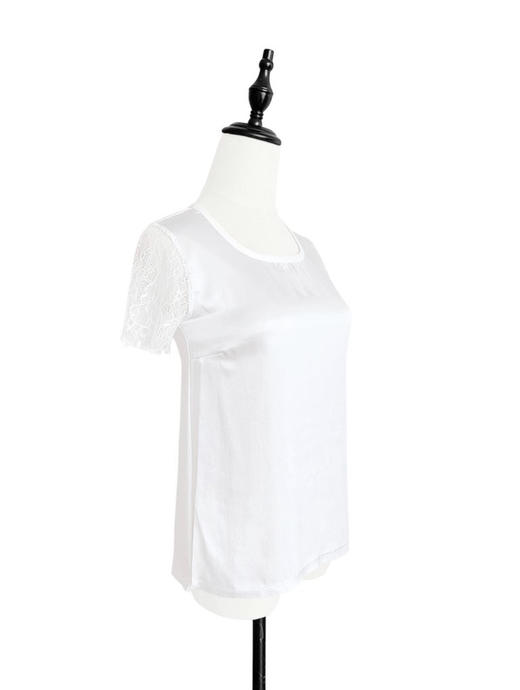 TYNVIE 蕾丝袖真丝拼接T恤 商品图2