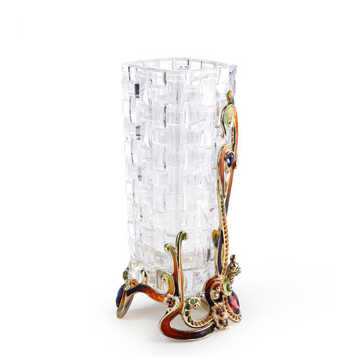 罗比罗丹平安吉祥珐琅彩水晶玻璃花插餐桌摆件现代简约装饰瓶 商品图4