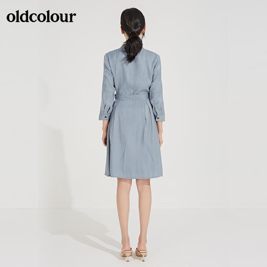 oldcolour春秋季新款圆领收腰收腰显瘦时尚纯色连衣裙GL32103820J 商品图1