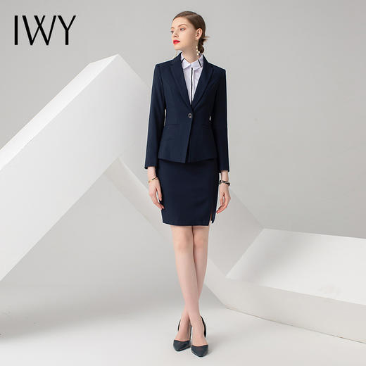 IWY/藏蓝色长袖西装半裙套装CS722 商品图3
