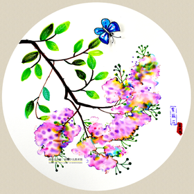 《紫薇花开》水彩笔晕染【自动发货：下单后，点击手机短信中收到的链接，即可获取文件下载的链接；如有任何问题，可添加客服微信hm33268获得帮助】

