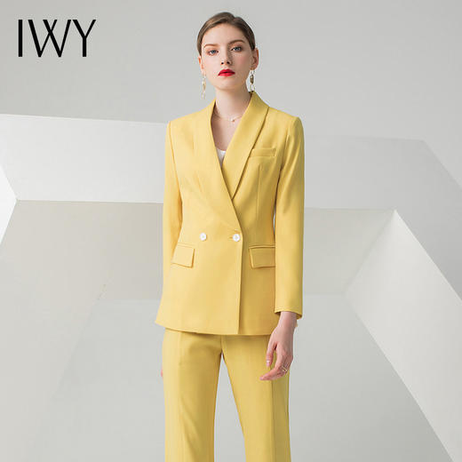 IWY/黄色长袖西装阔腿裤套装C10386+P30226 商品图1