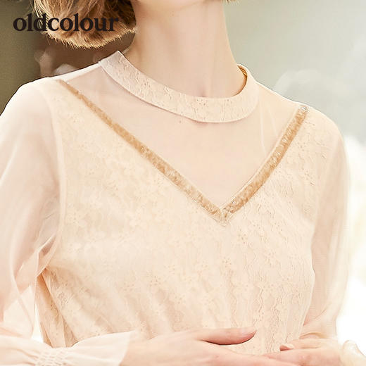 oldcolour秋季新款时尚圆领大摆显高显瘦连衣裙女 商品图2