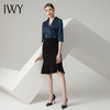 IWY/蓝色五分袖衬衫黑色半裙套装AB0288+AS0185 商品缩略图1