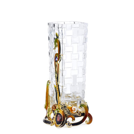 罗比罗丹平安吉祥珐琅彩水晶玻璃花插餐桌摆件现代简约装饰瓶 商品图2