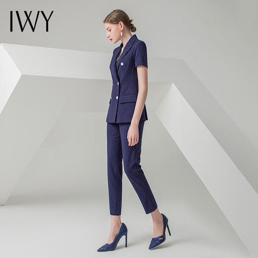 IWY/藏青色短袖西装长裤套装CP10215 商品图2