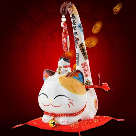 金石工坊招财猫开运摆件陶瓷可爱长尾猫(大号/小号) 商品图1