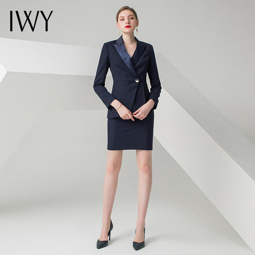 IWY/藏青色长袖西装半裙套装C0512+S0333 商品图2