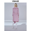 VIMAGE纬漫纪秋款纯色百搭洋气褶皱收腰不规则裙摆连衣裙V1407020 商品缩略图4