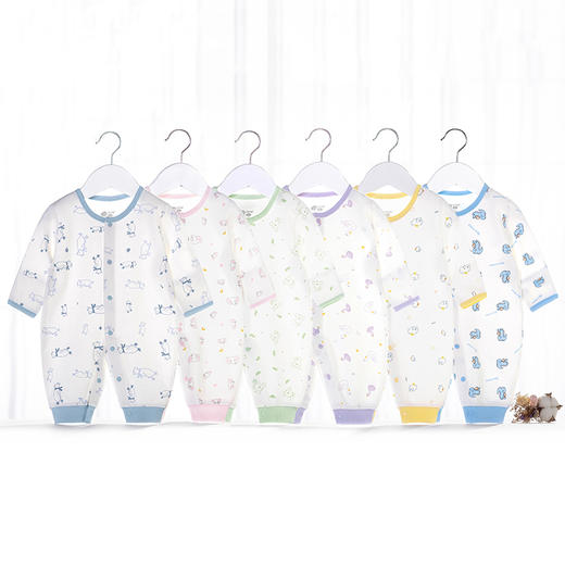 贝贝怡新生婴儿空调服睡衣春秋薄款宝宝连体衣服哈衣爬服203L419 商品图1